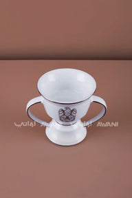 White & Gold Porcelain Incense Burner with Dual Handles -Uae Logo