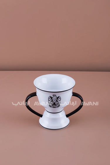 White & Black Incense Burner with Dual Handles -Uae Logo