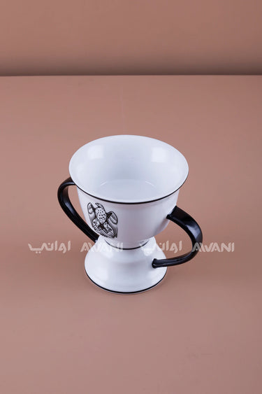White & Black Incense Burner with Dual Handles -Uae Logo