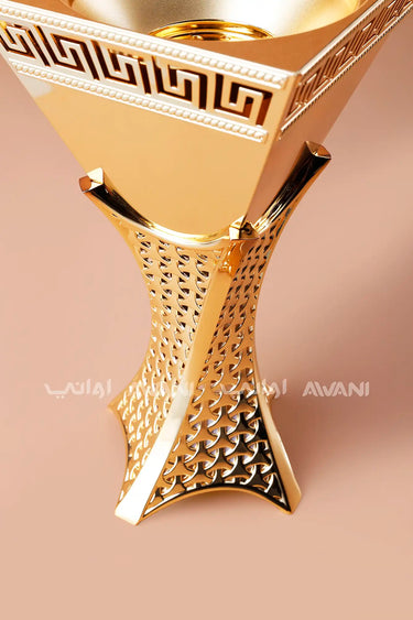 Gold Mabkhara – Elegant Metal Incense Bakhoor Burner (Large)