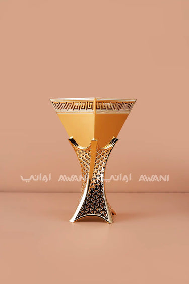 Gold Mabkhara – Elegant Metal Incense Bakhoor Burner (Large)