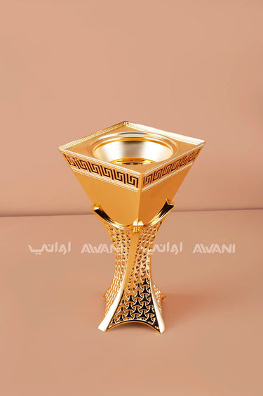 Gold Mabkhara – Elegant Metal Incense Bakhoor Burner (Large)