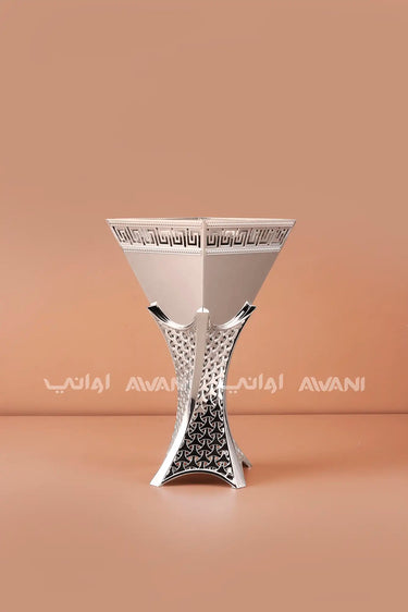 Silver Mabkhara – Elegant Metal Incense Bakhoor Burner (Large)