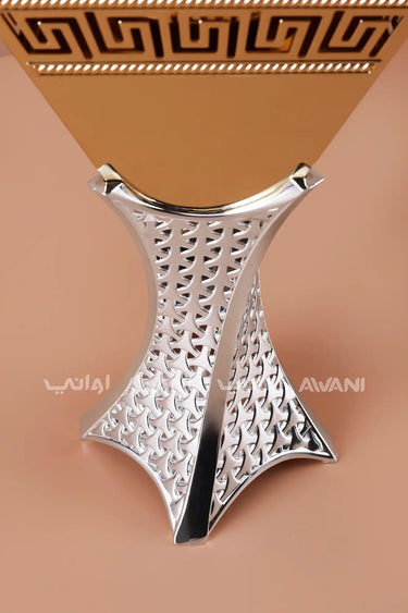 Silver + Gold  Mabkhara – Elegant Metal Incense Bakhoor Burner (Large)