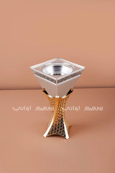 Silver + Gold  Mabkhara – Elegant Metal Incense Bakhoor Burner (Large)