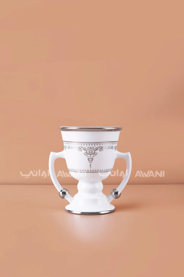 White Porcelain Mabkhara – Ornate Silver Filigree Design with Twin Handles