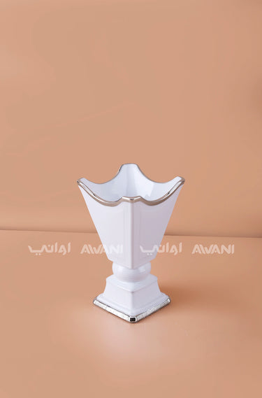 White Porcelain Mabkhara – Plain Silver Rim