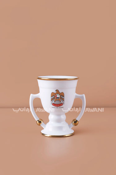 UAE Emblem Porcelain Mabkhara – Gold Twin-Handle Design