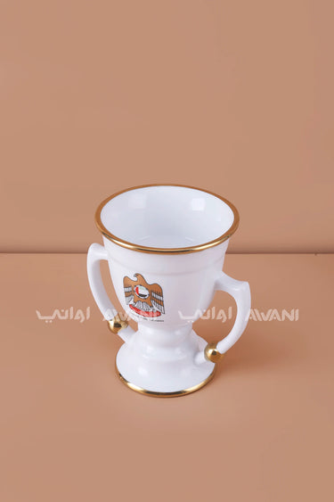 UAE Emblem Porcelain Mabkhara – Gold Twin-Handle Design