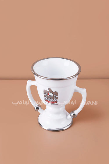 UAE Emblem Porcelain Mabkhara – Silver Twin-Handle Design