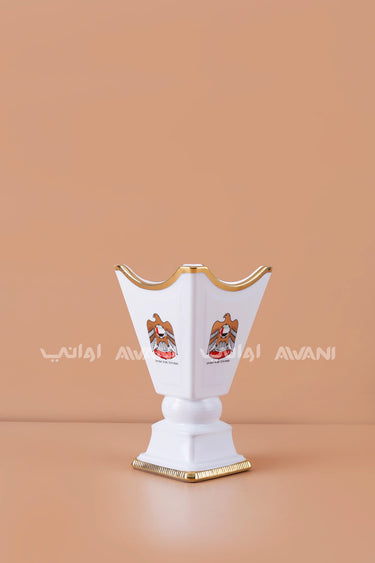 UAE National Emblem White & Gold Porcelain Mabkhara