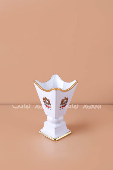 UAE National Emblem White & Gold Porcelain Mabkhara