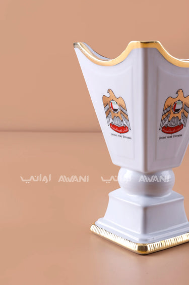 UAE National Emblem White & Gold Porcelain Mabkhara
