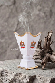 UAE National Emblem White & Gold Porcelain Mabkhara