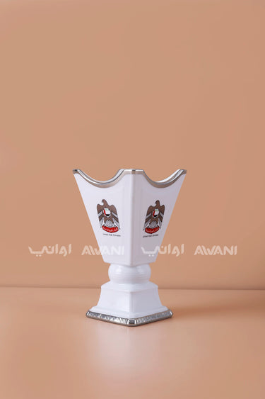 UAE National Emblem White & Silver Porcelain Mabkhara