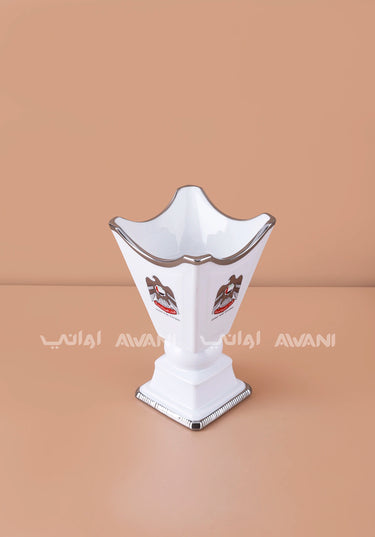 UAE National Emblem White & Silver Porcelain Mabkhara