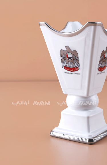 UAE National Emblem White & Silver Porcelain Mabkhara