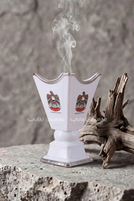 UAE National Emblem White & Silver Porcelain Mabkhara