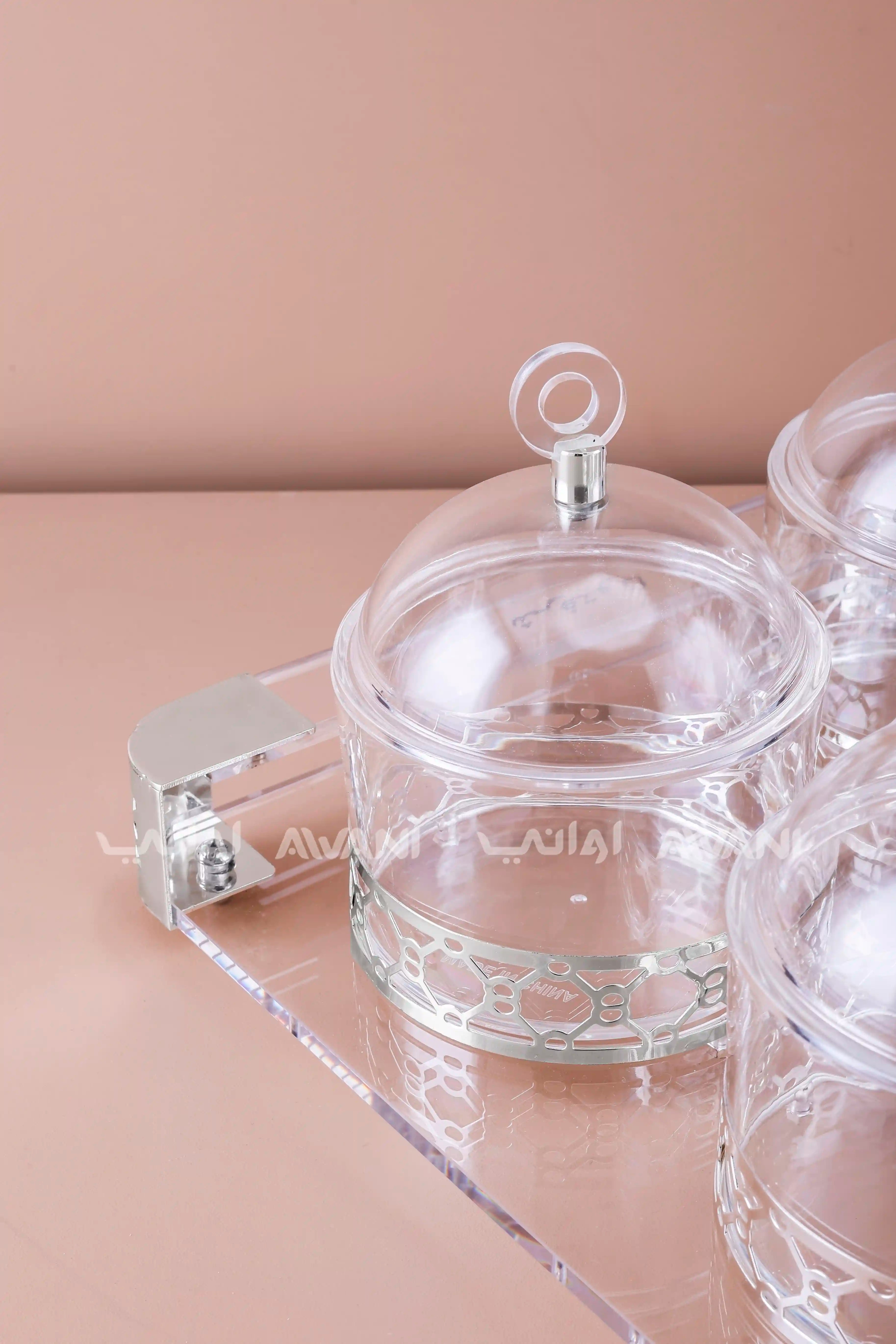 4-Piece Acrylic Snack & Condiment Serving Set with Tray