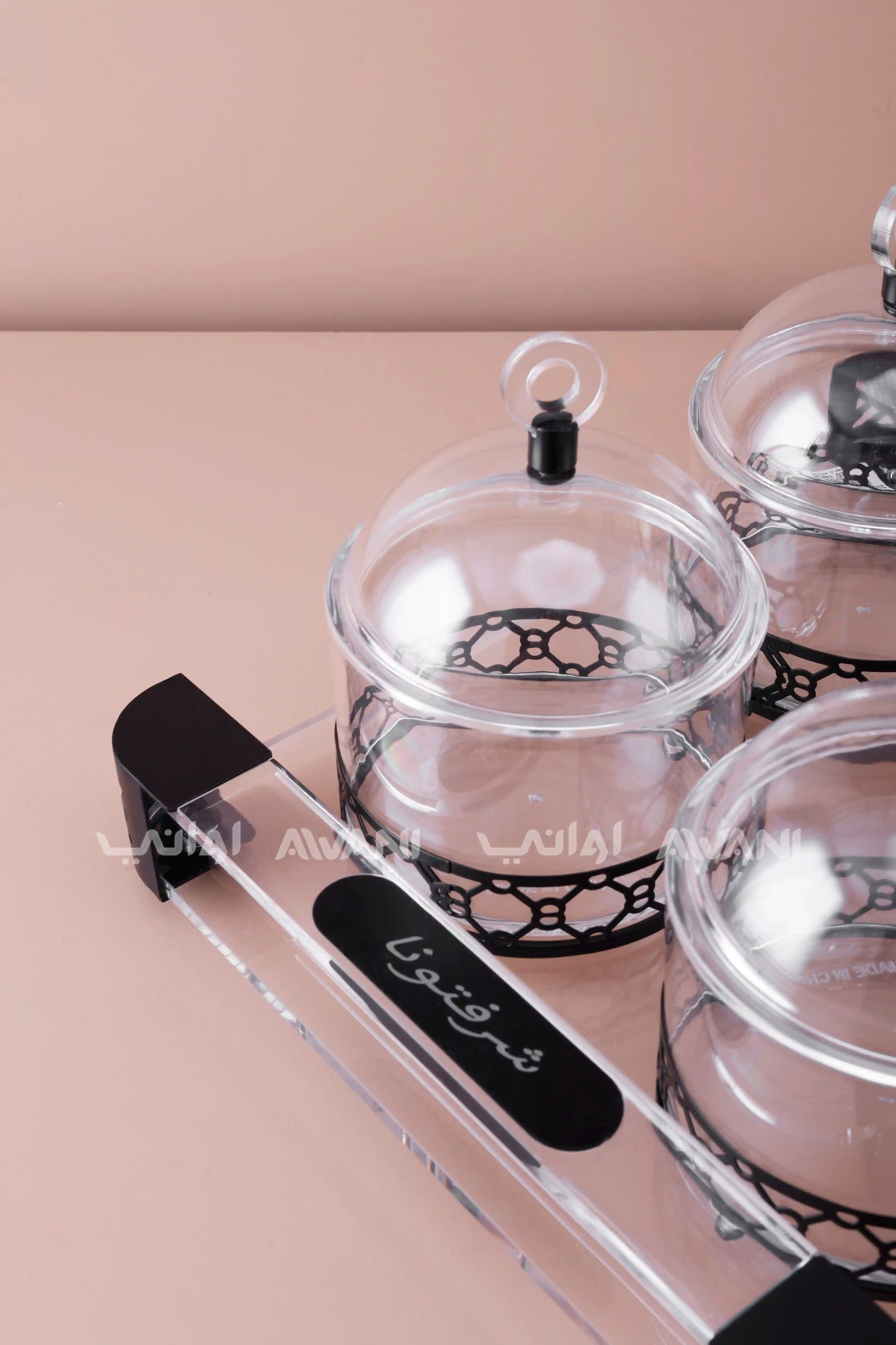 4-Piece Acrylic Snack & Condiment Serving Set with Tray