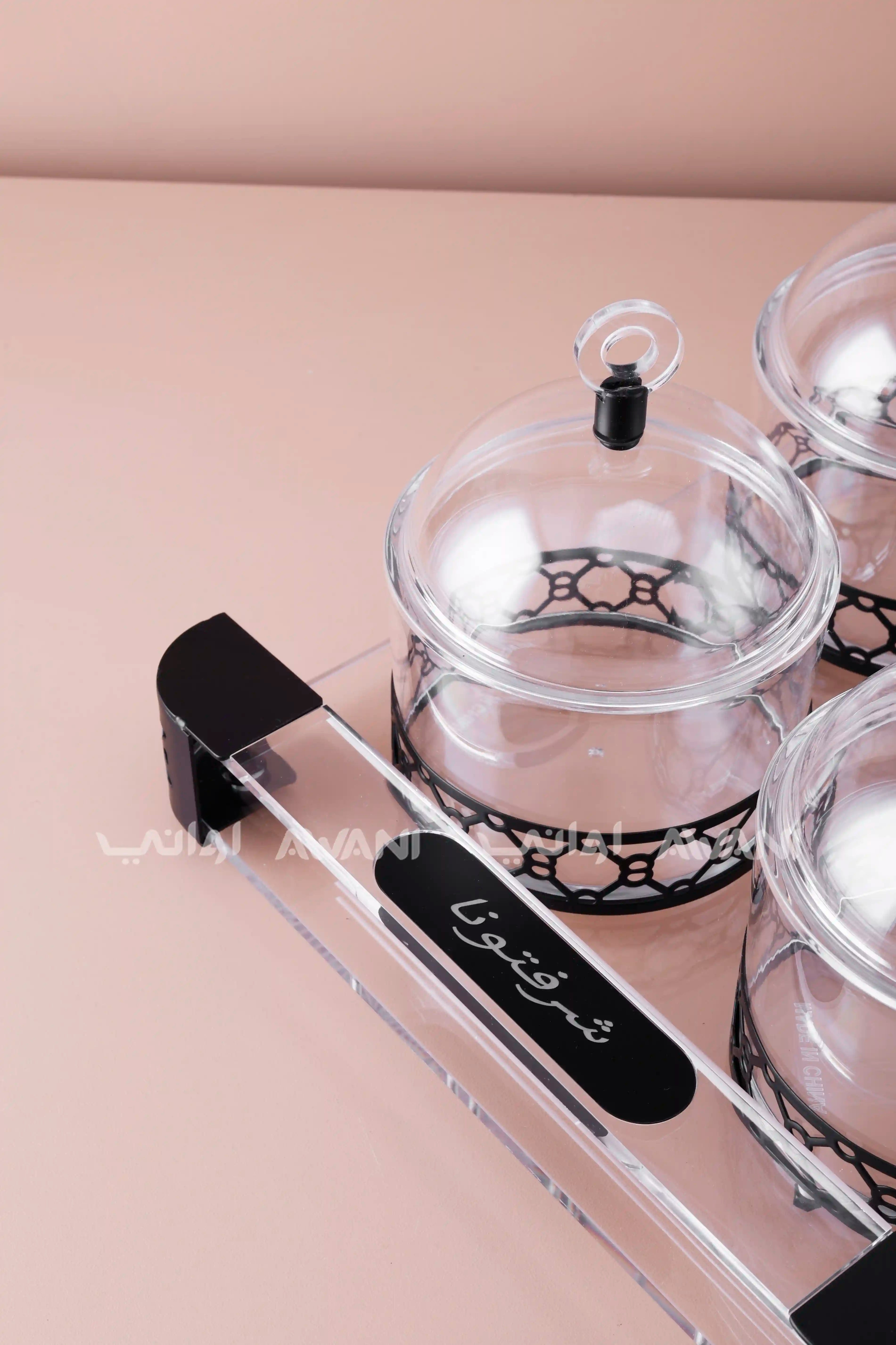 6-Piece Acrylic Snack & Condiment Serving Set with Tray