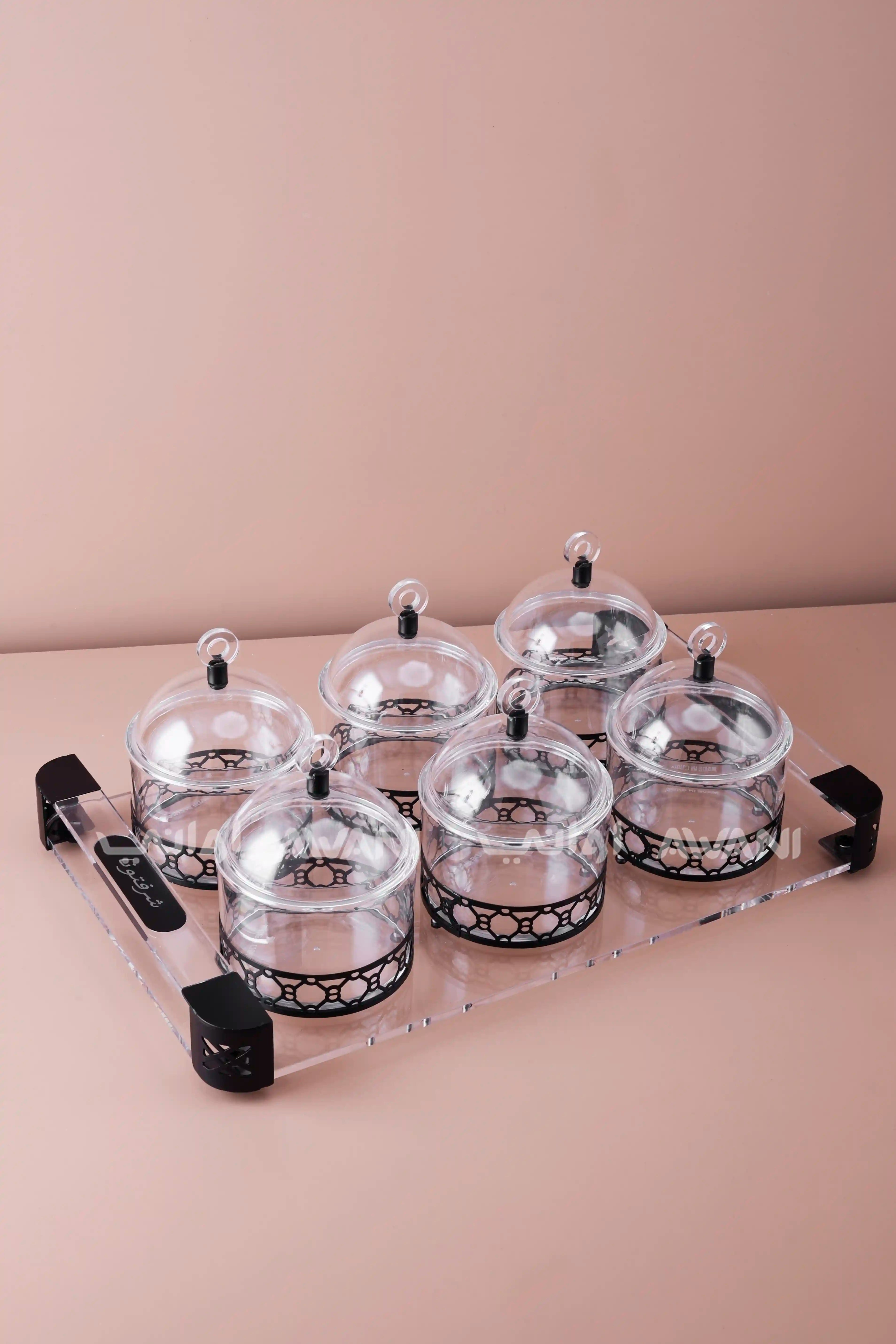 6-Piece Acrylic Snack & Condiment Serving Set with Tray
