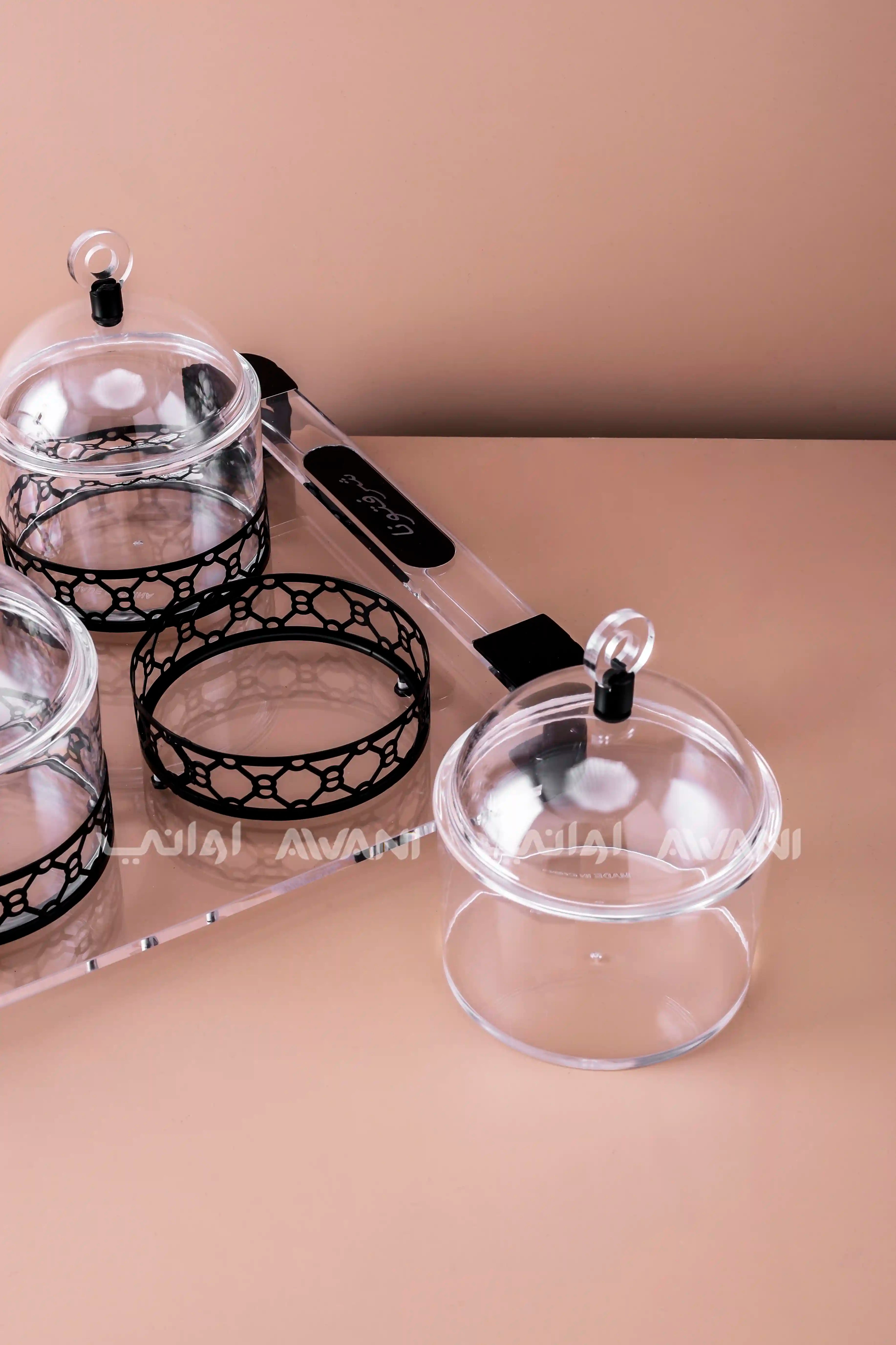 6-Piece Acrylic Snack & Condiment Serving Set with Tray