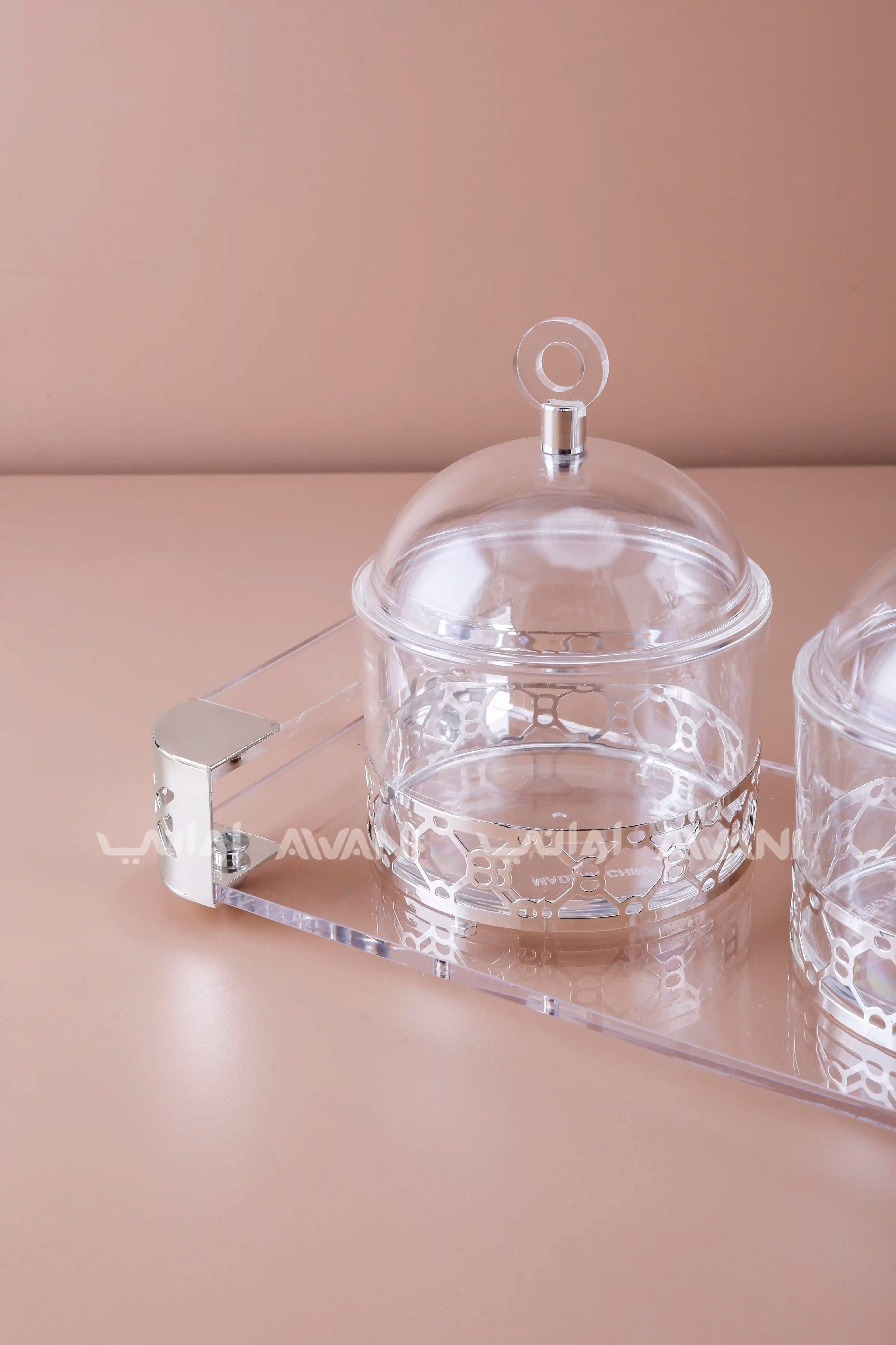 3-Piece Acrylic Snack & Condiment Serving Set with Tray
