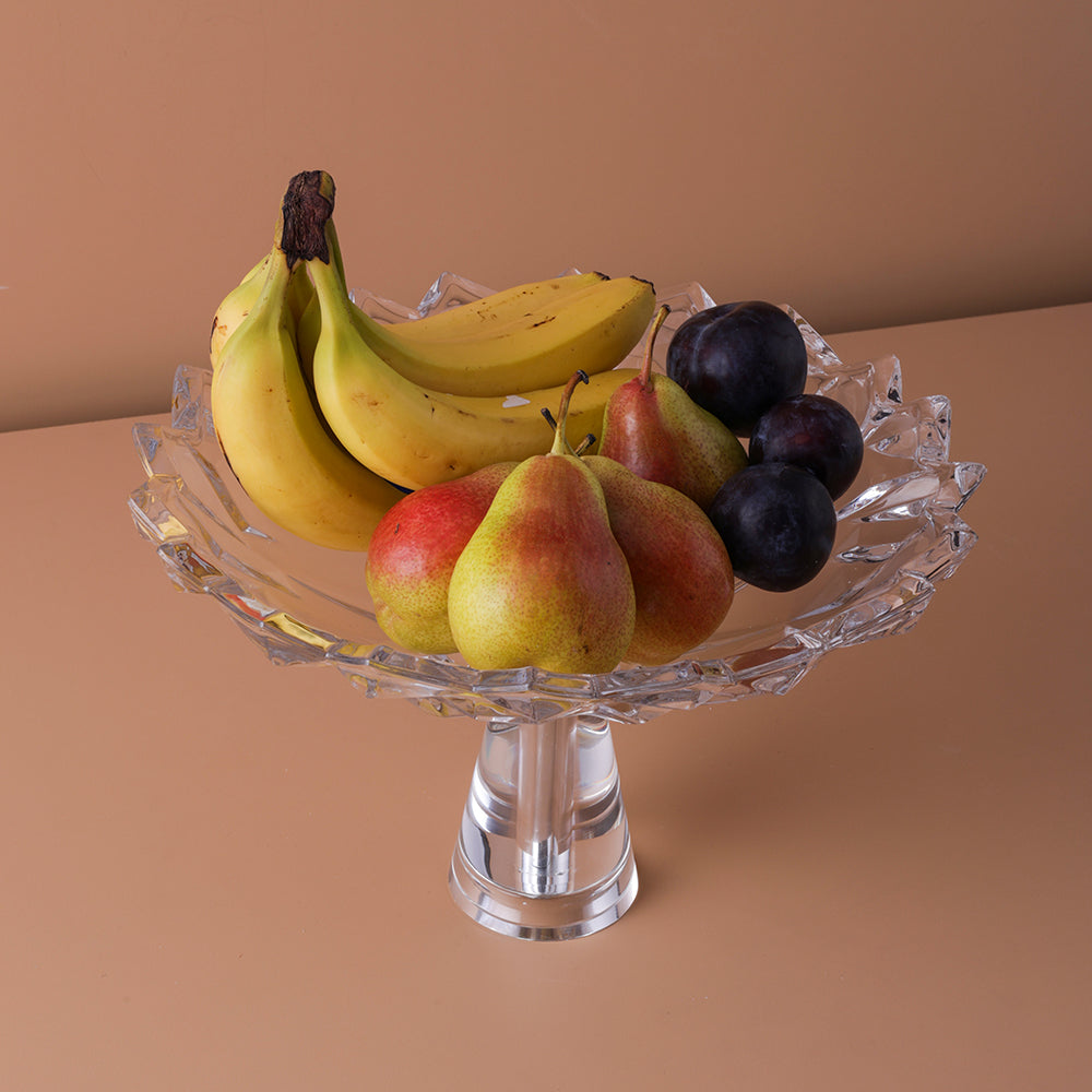 Flower Type Clear glass fruit bowl with Stand