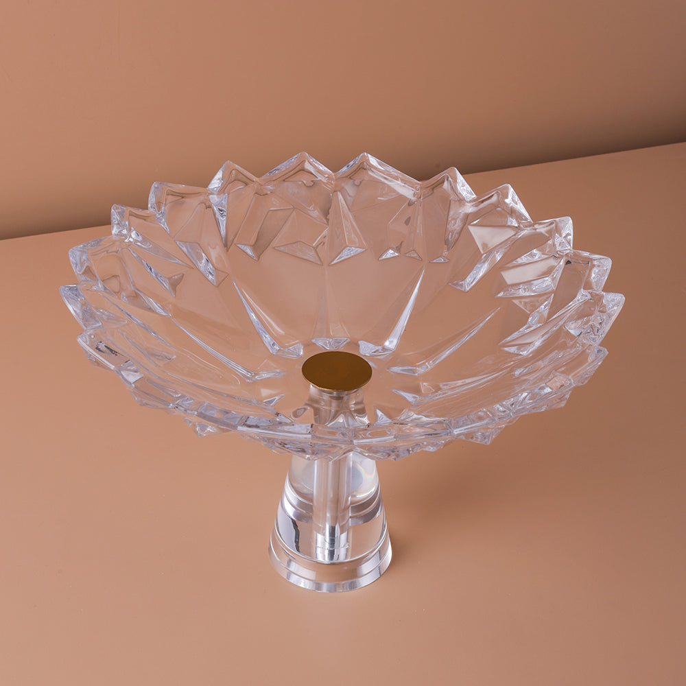 Flower Type Clear glass fruit bowl with Stand