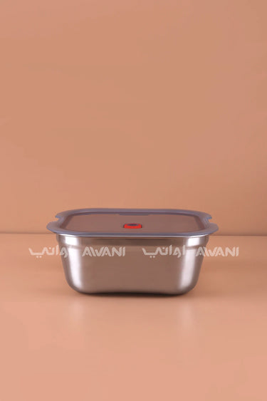 Large Square Stainless Steel Food Bowl (1.4L) – Microwave-Safe & Leak-Proof