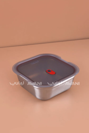 Large Square Stainless Steel Food Bowl (1.4L) – Microwave-Safe & Leak-Proof