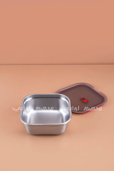 Large Square Stainless Steel Food Bowl (1.4L) – Microwave-Safe & Leak-Proof
