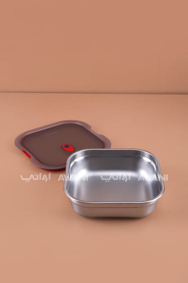 Large Square Stainless Steel Food Bowl (1.1L) – Microwave-Safe & Leak-Proof