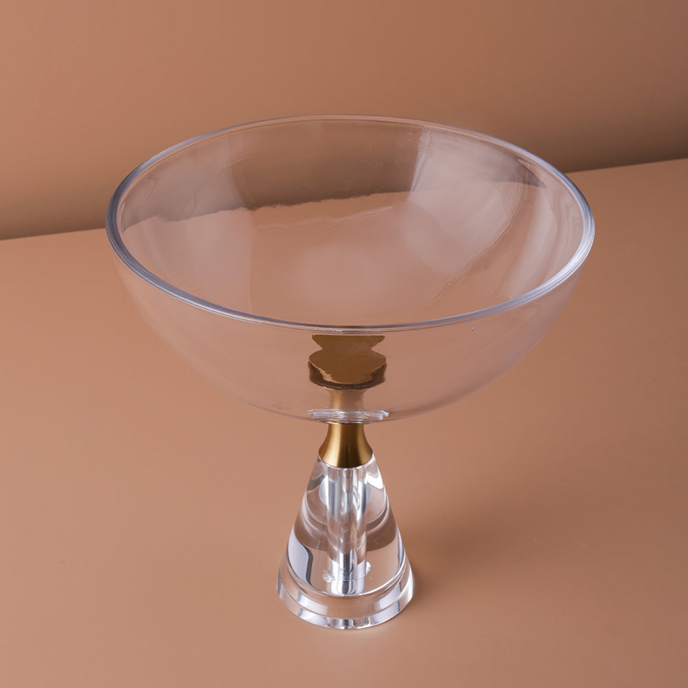 Clear glass fruit bowl With Stand and Gold