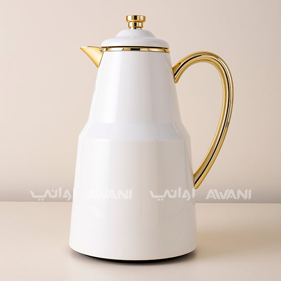 Luxury Stainless Steel Arabic Coffee Dallah with Gold and Sandal – 1.3 ML