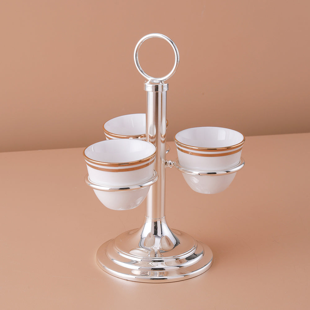 Sleek Silver Spiral 3 Cup Cawa Holder