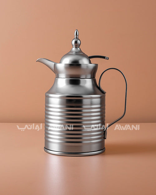 Premium Metal  Arabic Coffee Dallah – Classic Design, 0.4 ML - Matt Silver