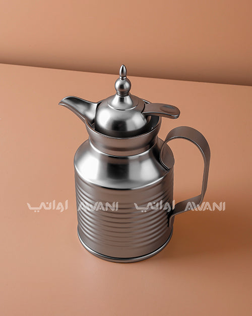 Premium Metal  Arabic Coffee Dallah – Classic Design, 0.4 ML - Matt Silver