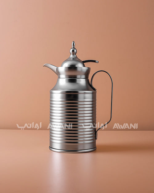Premium Metal Arabic Coffee Dallah – Classic Design, 0.6 L – Matte Silver