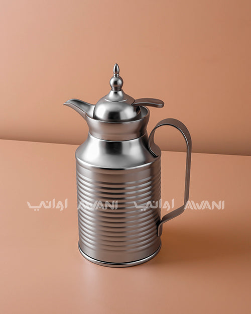 Premium Metal Arabic Coffee Dallah – Classic Design, 0.6 L – Matte Silver