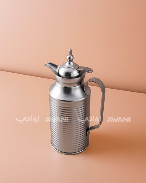 Premium Metal Arabic Coffee Dallah – Classic Design, 0.8 L – Matte Silver