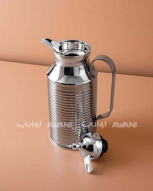 Premium Metal Arabic Coffee Dallah – Classic Design, 0.8 L – Matte Silver