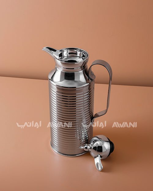 Premium Metal Arabic Coffee Dallah – Classic Design, 1 L – Shiny Silver