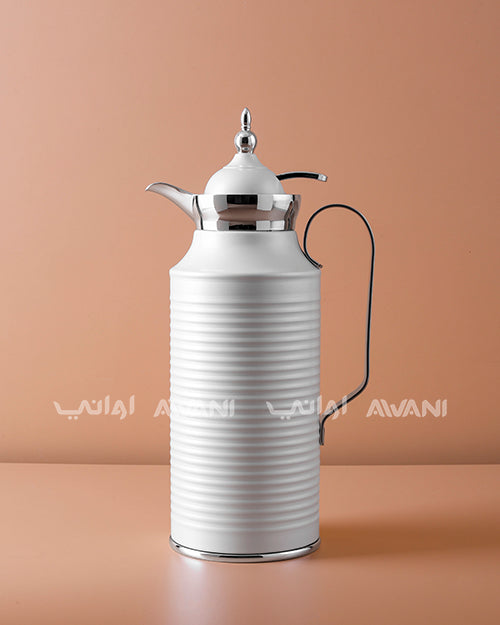 Premium Metal Arabic Coffee Dallah – Classic Design, 1 L – Matte White