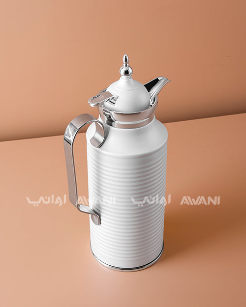 Premium Metal Arabic Coffee Dallah – Classic Design, 1 L – Matte White