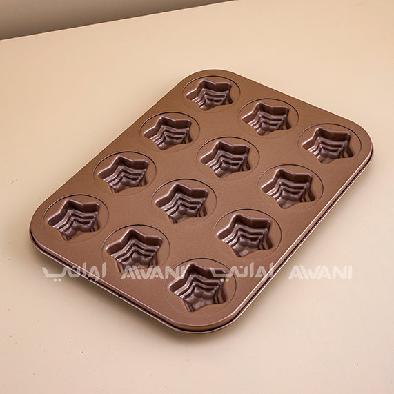 12-Cup Mini-Star cake Pan Muffin Pan Standard - Brown