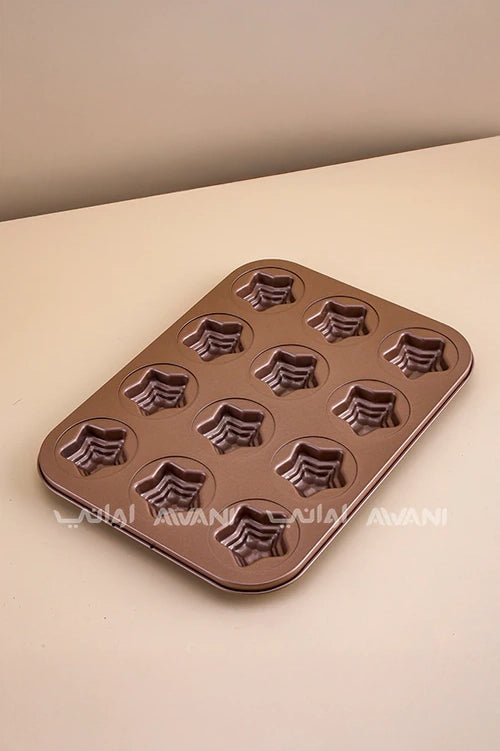 12-Cup Mini-Star cake Pan Muffin Pan Standard - Brown