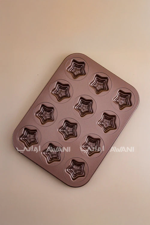 12-Cup Mini-Star cake Pan Muffin Pan Standard - Brown