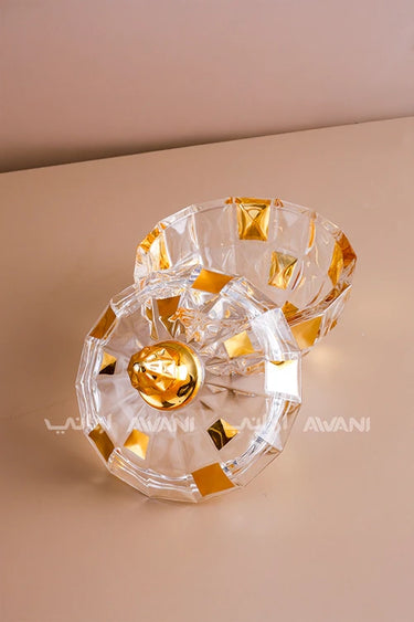 Luxury Crystal Gold and Clear Candy Jar with Golden Lid